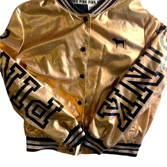 Victoria's Secret PINK Rose Gold Bomber Jacket Size Small - Picture 6 of 7